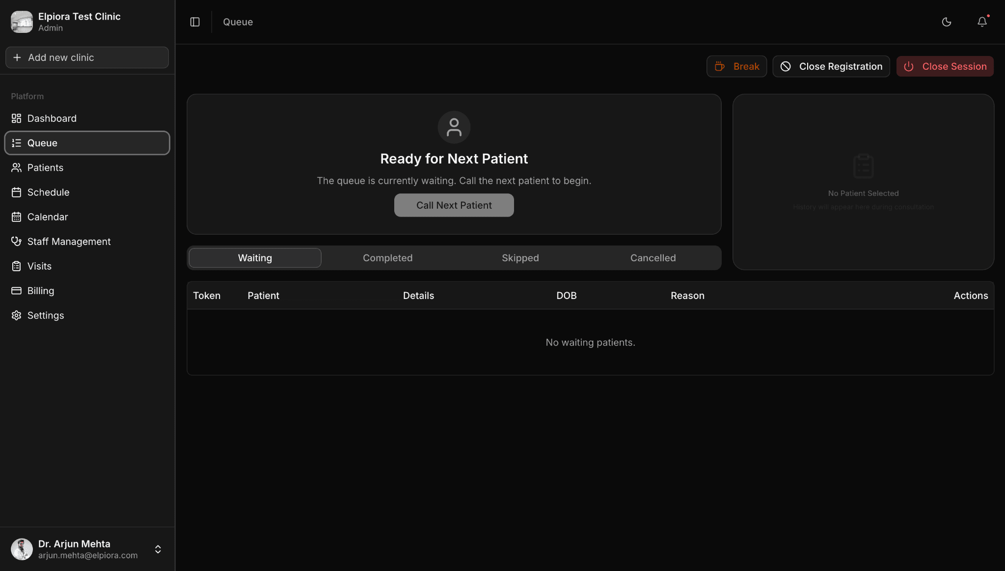 Screenshot of Clinic Queue & Appointment System